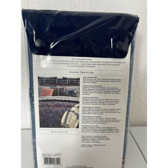 Ralph Lauren Indigo Traveler Standard Pillow Sham **New** $145 - Picture 3 of 4
